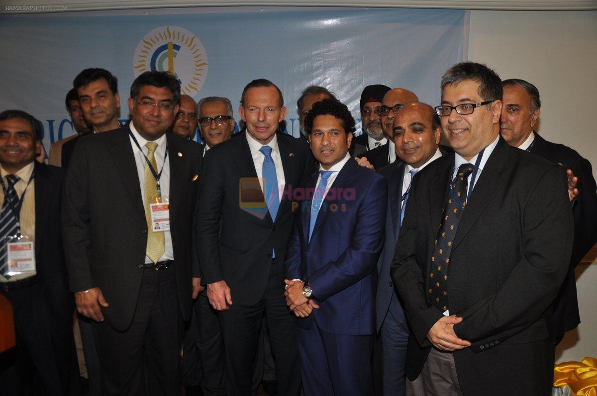 Sachin Tendulkar, Tony Abbott(Australian PM) at Anupam Sharma's UnIndian movie launch in Mumbai on 4th Sept 2014