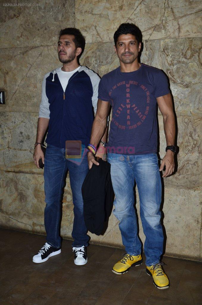 Farhan Akhtar, Ritesh Sidhwani at the special screening of Khoobsurat hosted by Anil Kapoor in Lightbox on 18th Sept 2014
