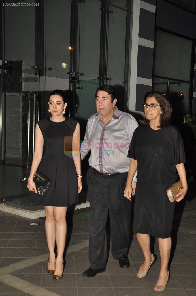 Karisma Kapoor, Randhir Kapoor, Neetu Singh at Sanjay Kapoor's bash for his mom in Mumbai on 26th Sept 2014