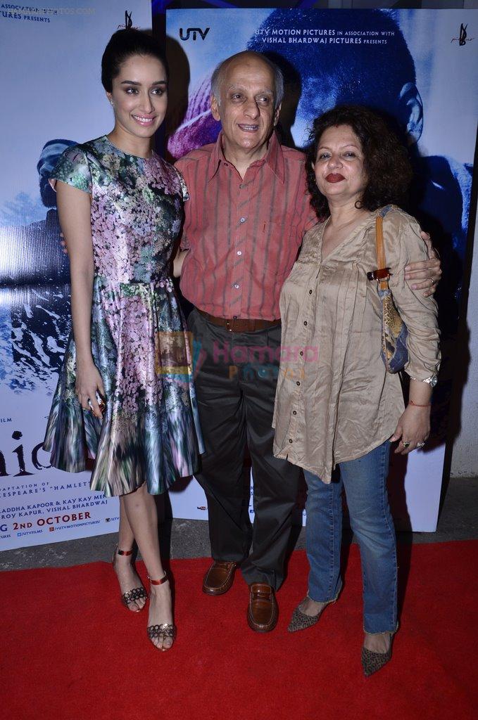 Shraddha Kapoor, Mukesh Bhatt at Haider screening in Sunny Super Sound on 30th Sept 2014