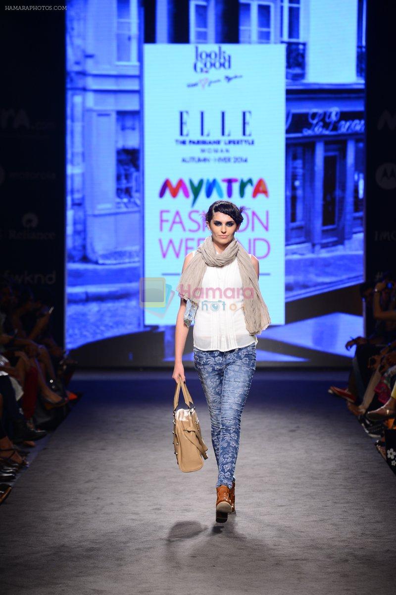 Model walk the ramp for Elle Show on day 3 of Myatra fashion week on 5th Oct 2014