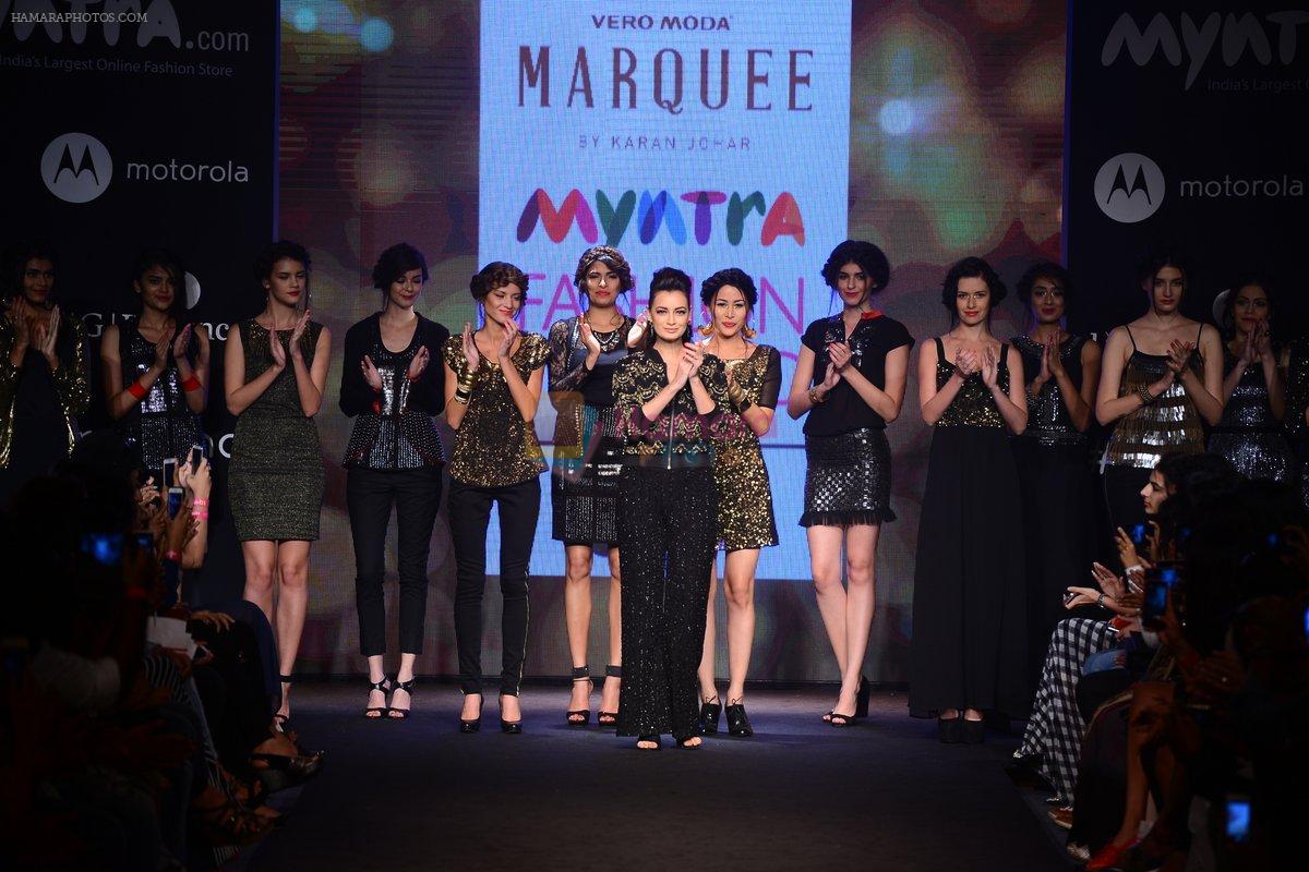Dia Mirza walks for Karan Johar's Vero Moda Marquee at Myntra fashion week day 1 on 3rd Oct 2014