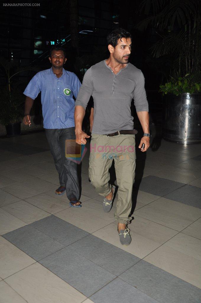 John Abraham snapped at domestic airport in Mumbai on 5th Oct 2014