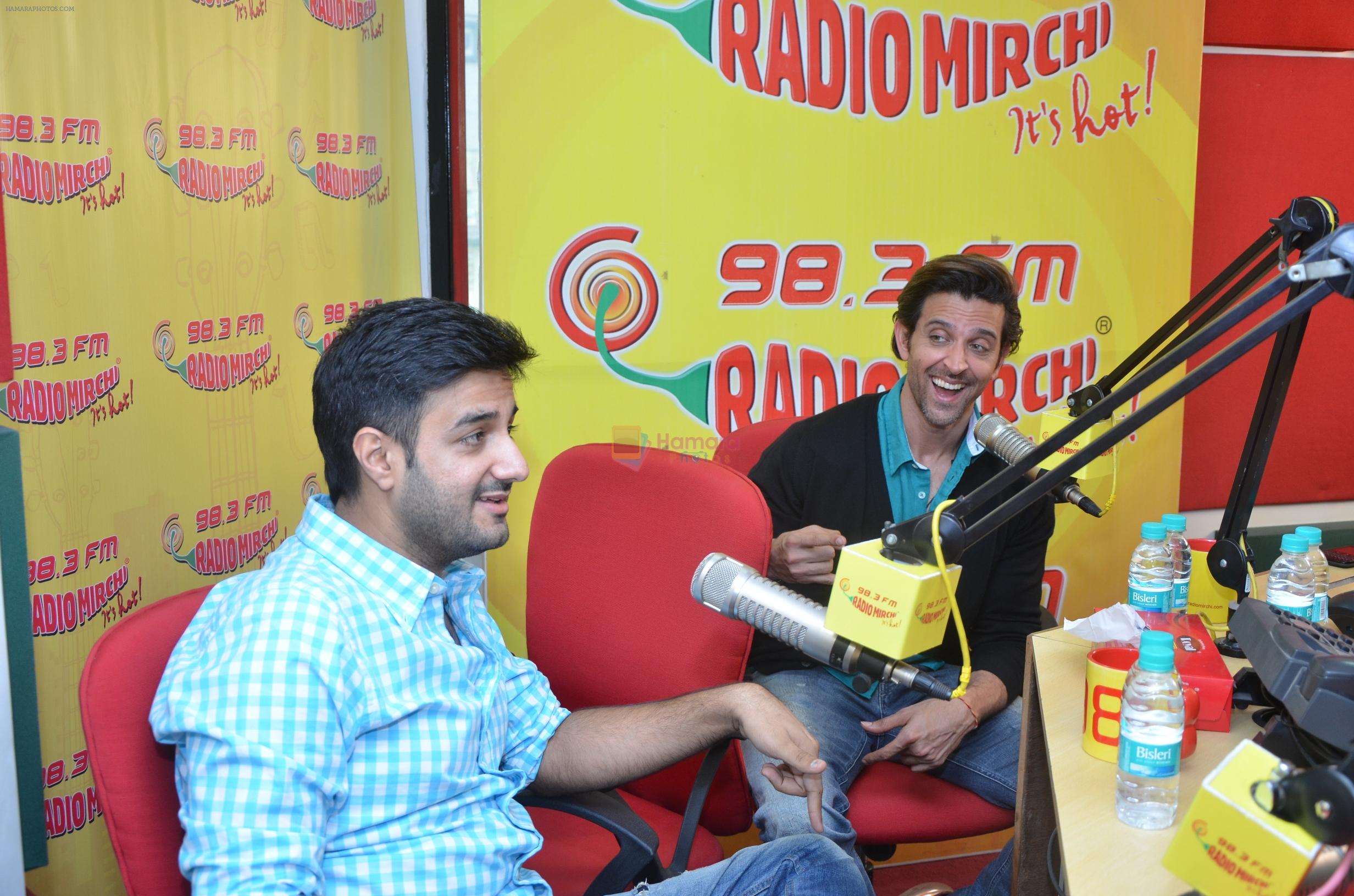 Siddharth Anand & Hrithik Roshan at Radio Mirchi studio for the success of Bang Bang!