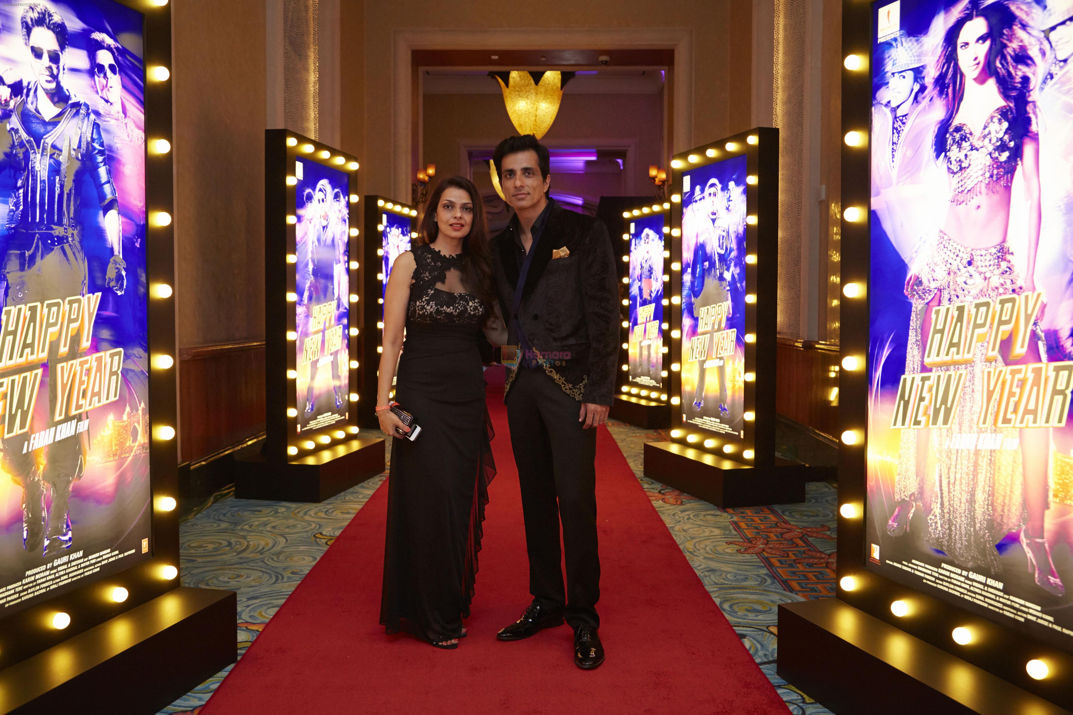 SONU SOOD AND WIFE at World Premiere of Happy New Year in Dubai
