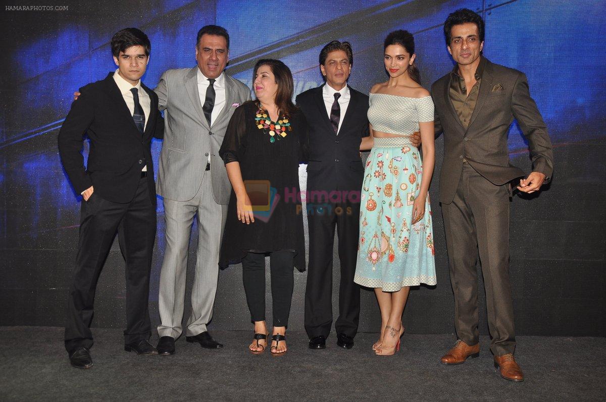 Vivaan Shah, Sonu Sood, Shah Rukh Khan, Farah Khan, Boman Irani, Deepika Padukone at Sharabi song launch from movie happy new year in Mumbai on 28th Oct 2014
