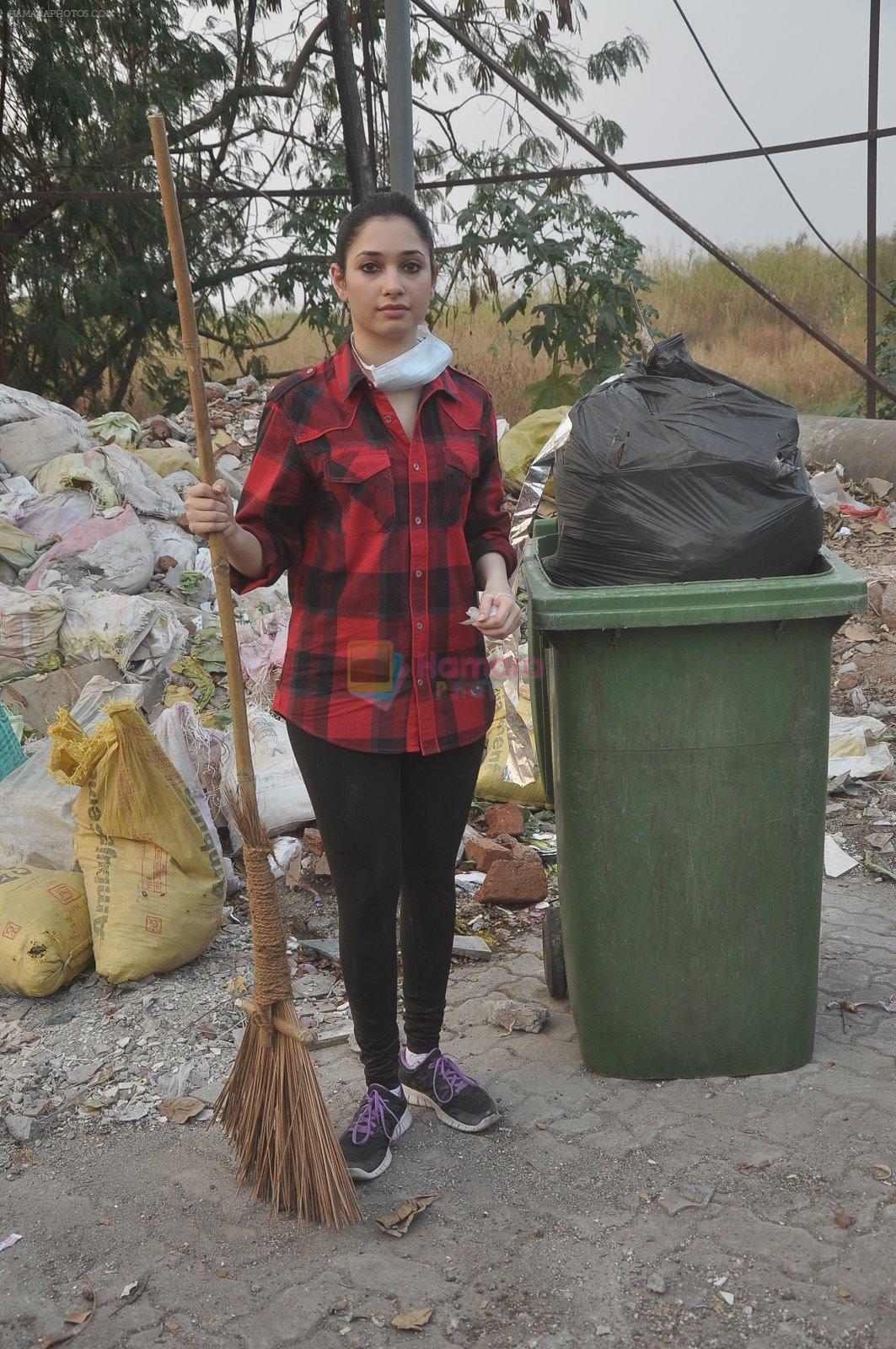 Tamannaah Bhatia at cleanliness drive in Andheri, Mumbai on 10th Nov 2014