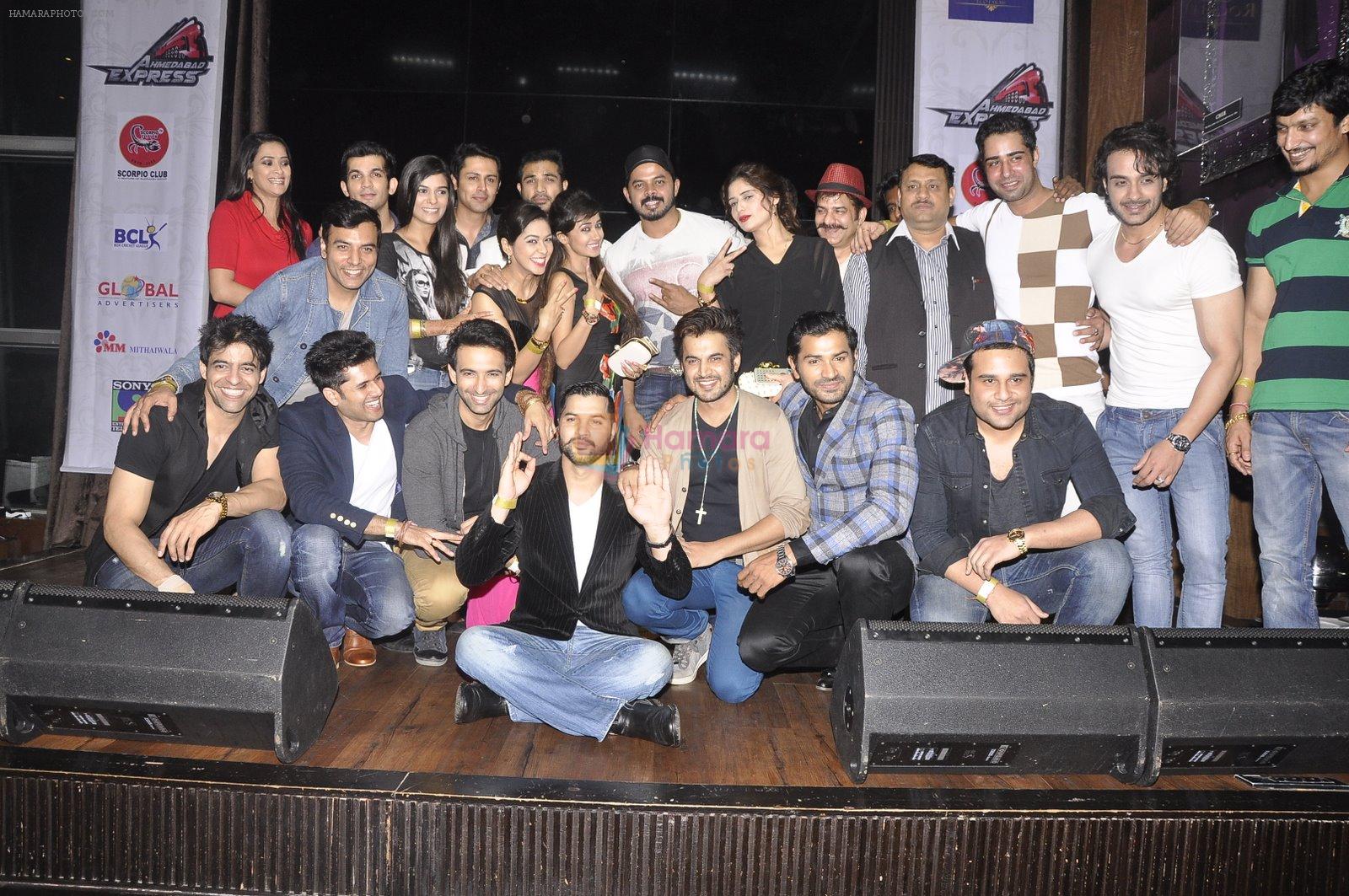 Krushna Abhishek, Tina Dutta, Sreesanth at Ahmedabad Express BCL launch in Hard Rock Cafe, Mumbai on 16th Nov 2014
