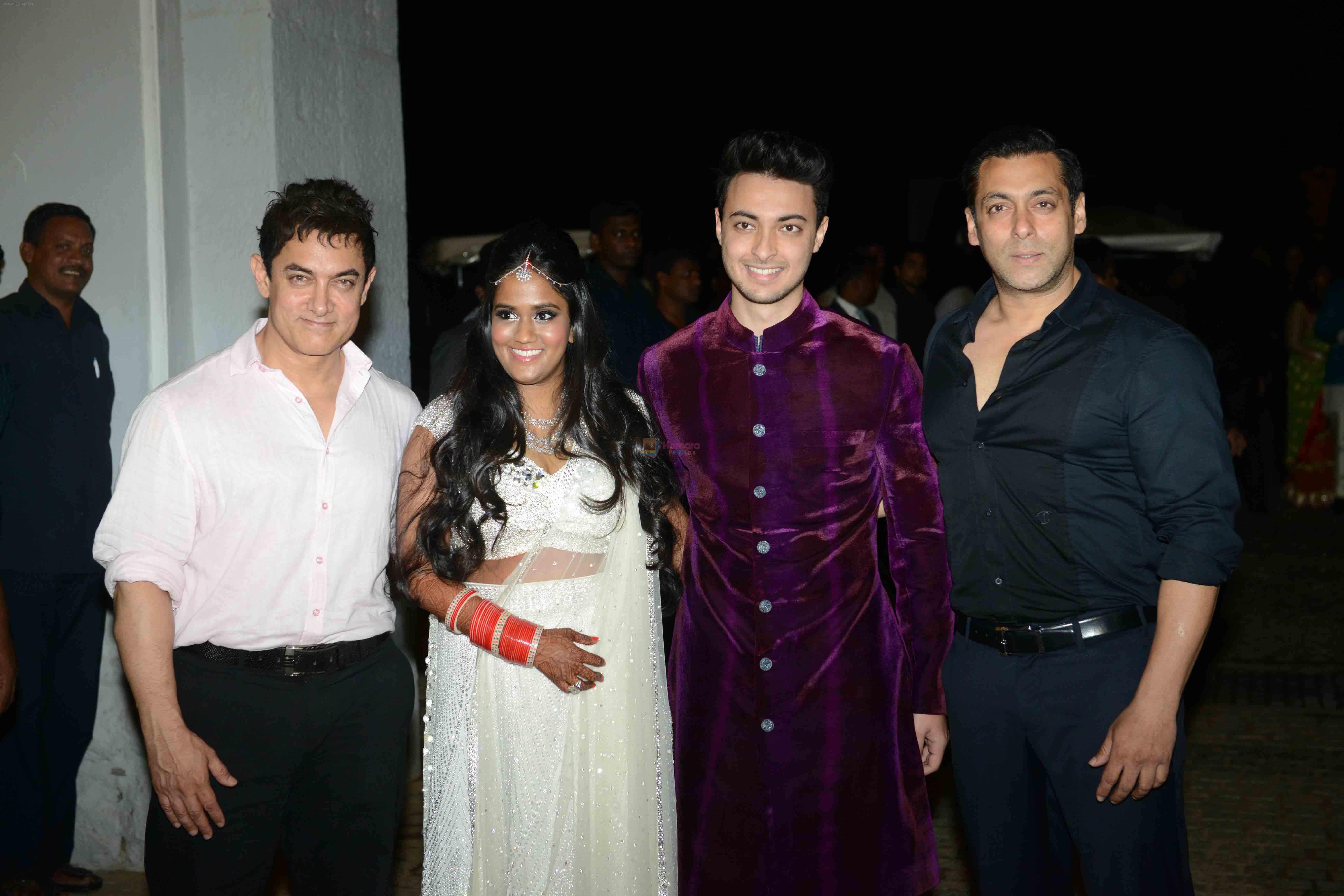 Aamir Khan, Salman Khan at Arpita Khan's Marriage at Flaknuma Palace on 20th Nov 2014