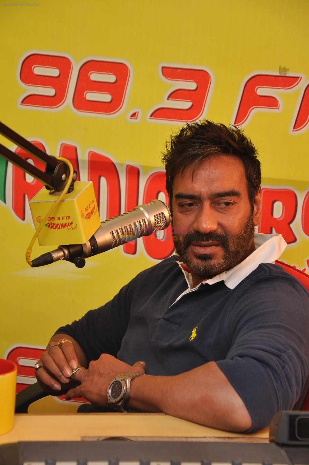 Ajay Devgn at Radio Mirchi Mumbai studio for the promotion of upcoming movie Action Jackson