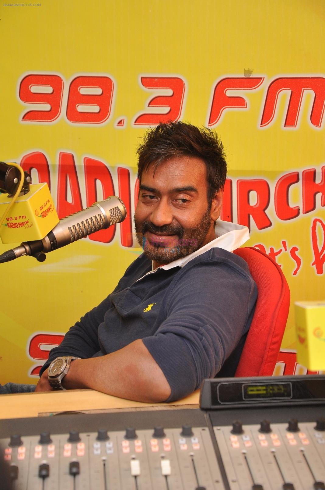 Ajay Devgn at Radio Mirchi Mumbai studio for the promotion of upcoming movie Action Jackson