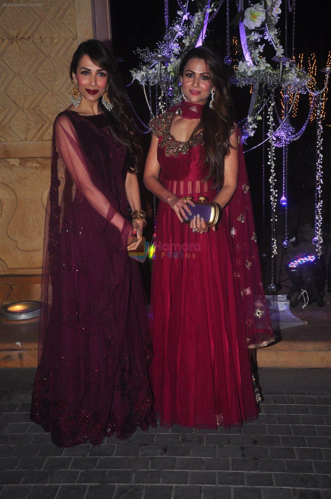 Amrita Arora, Malaika Arora Khan at Sangeet ceremony of Riddhi Malhotra and Tejas Talwalkar in J W Marriott, Mumbai on 13th Dec 2014