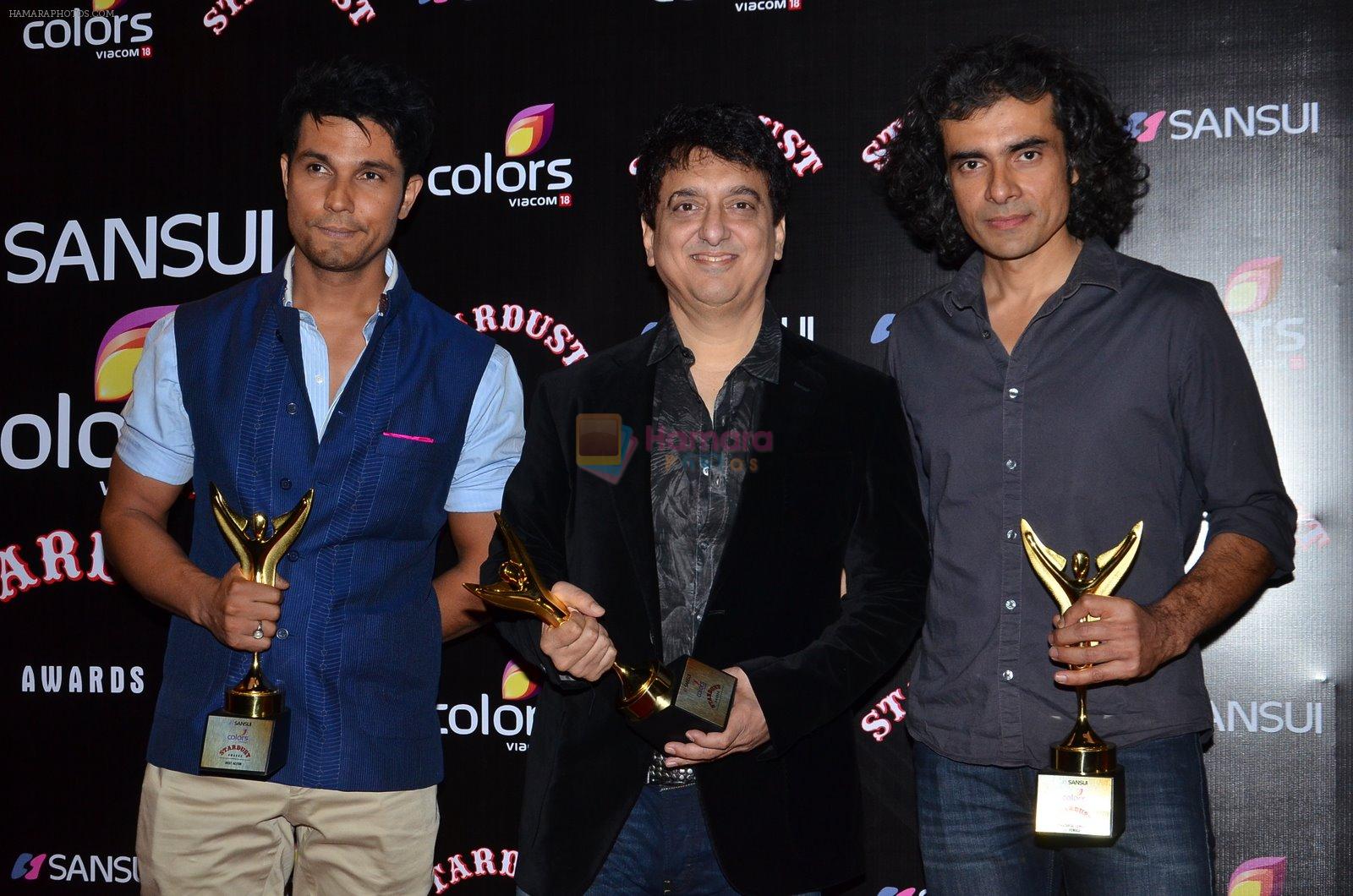Randeep Hooda, Sajid Nadiadwala, Imtiaz Ali at Stardust Awards 2014 in Mumbai on 14th Dec 2014