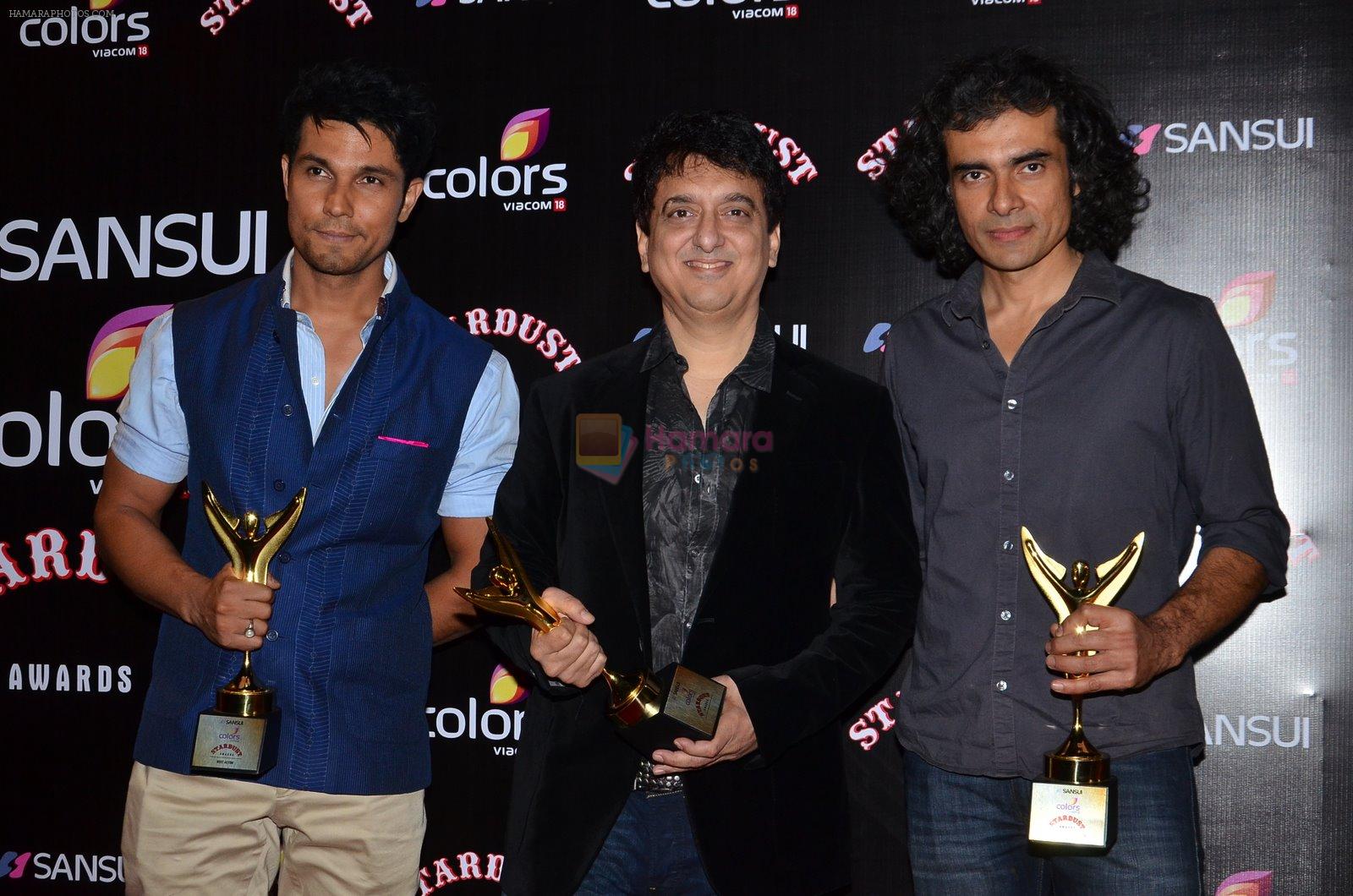 Randeep Hooda, Sajid Nadiadwala, Imtiaz Ali at Stardust Awards 2014 in Mumbai on 14th Dec 2014