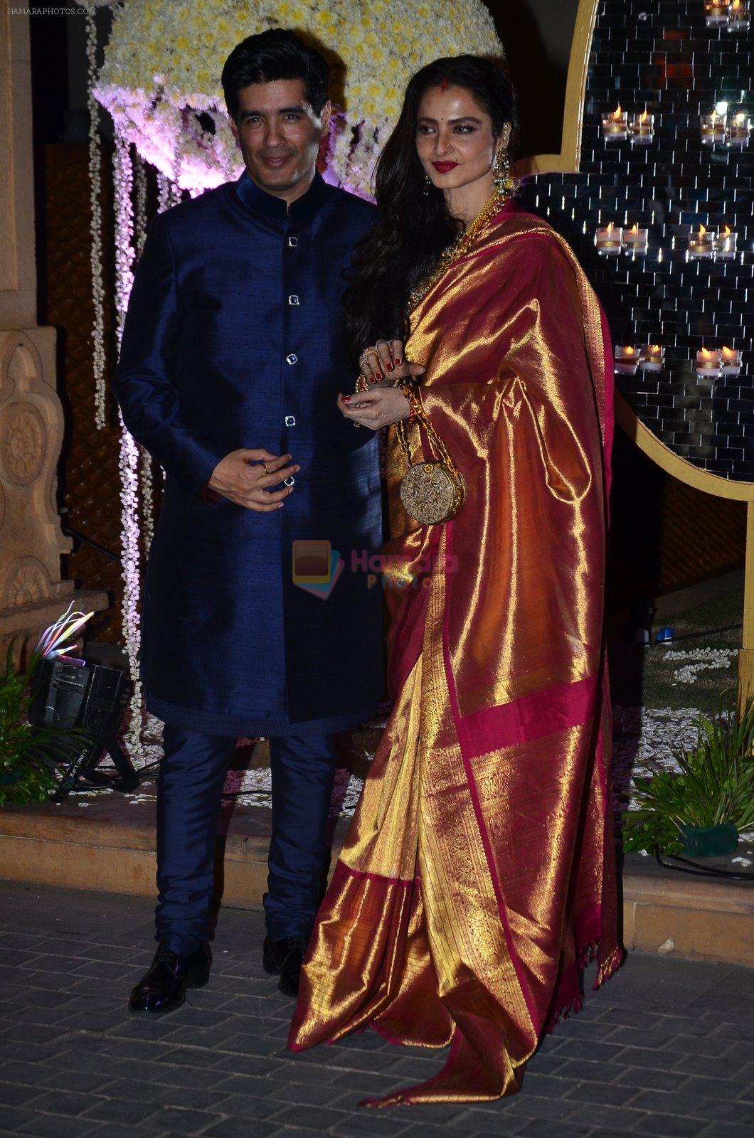 rekha at Riddhi Malhotra & Tejas Talwalkar's wedding reception in J W Marriott, Mumbai on 15th Dec 2014
