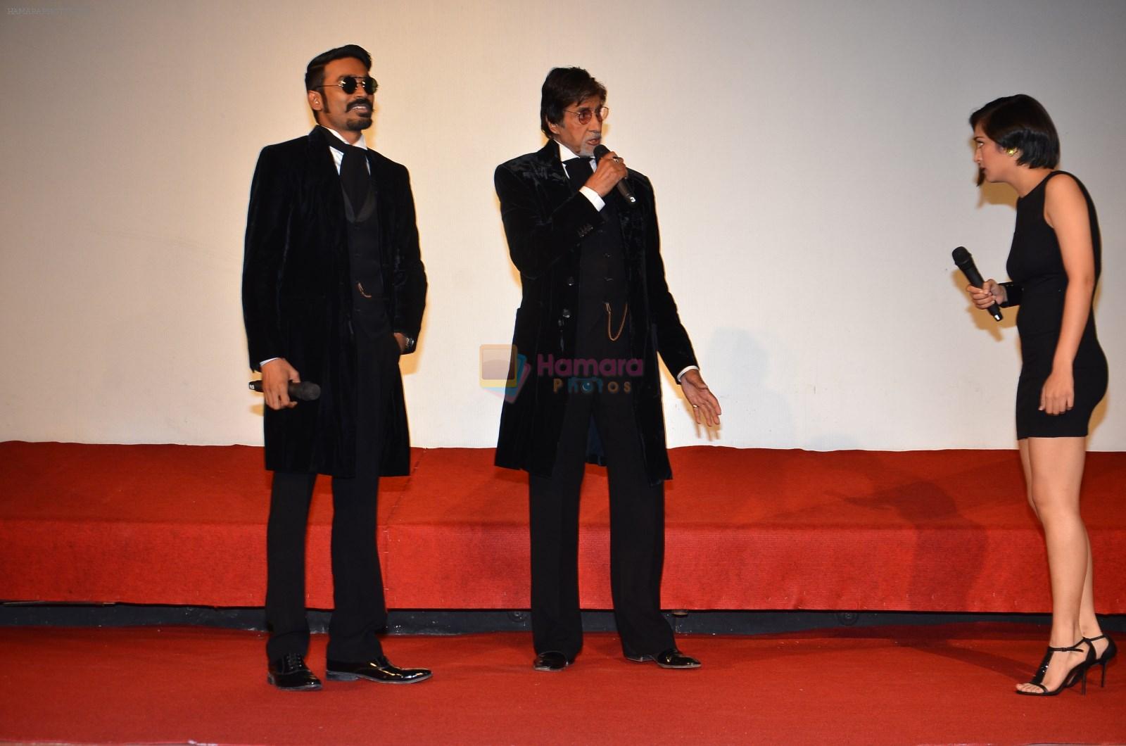 Dhanush, Akshara Haasan, Amitabh Bachchan at Shamitabh trailor launch in Mumbai on 6th Jan 2015
