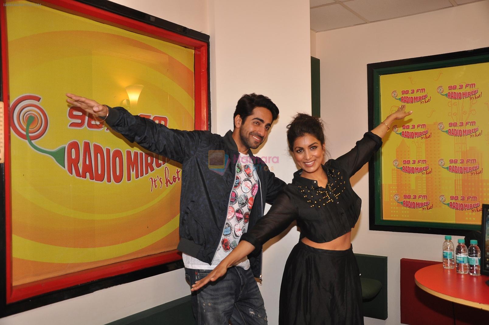 Ayushmann Khurrana & Pallavi Sharda at Radio Mirchi studio for promotion of Hawaizaada