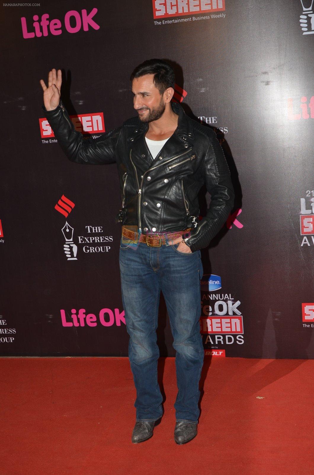Saif Ali Khan at Life Ok Screen Awards red carpet in Mumbai on 14th Jan 2015