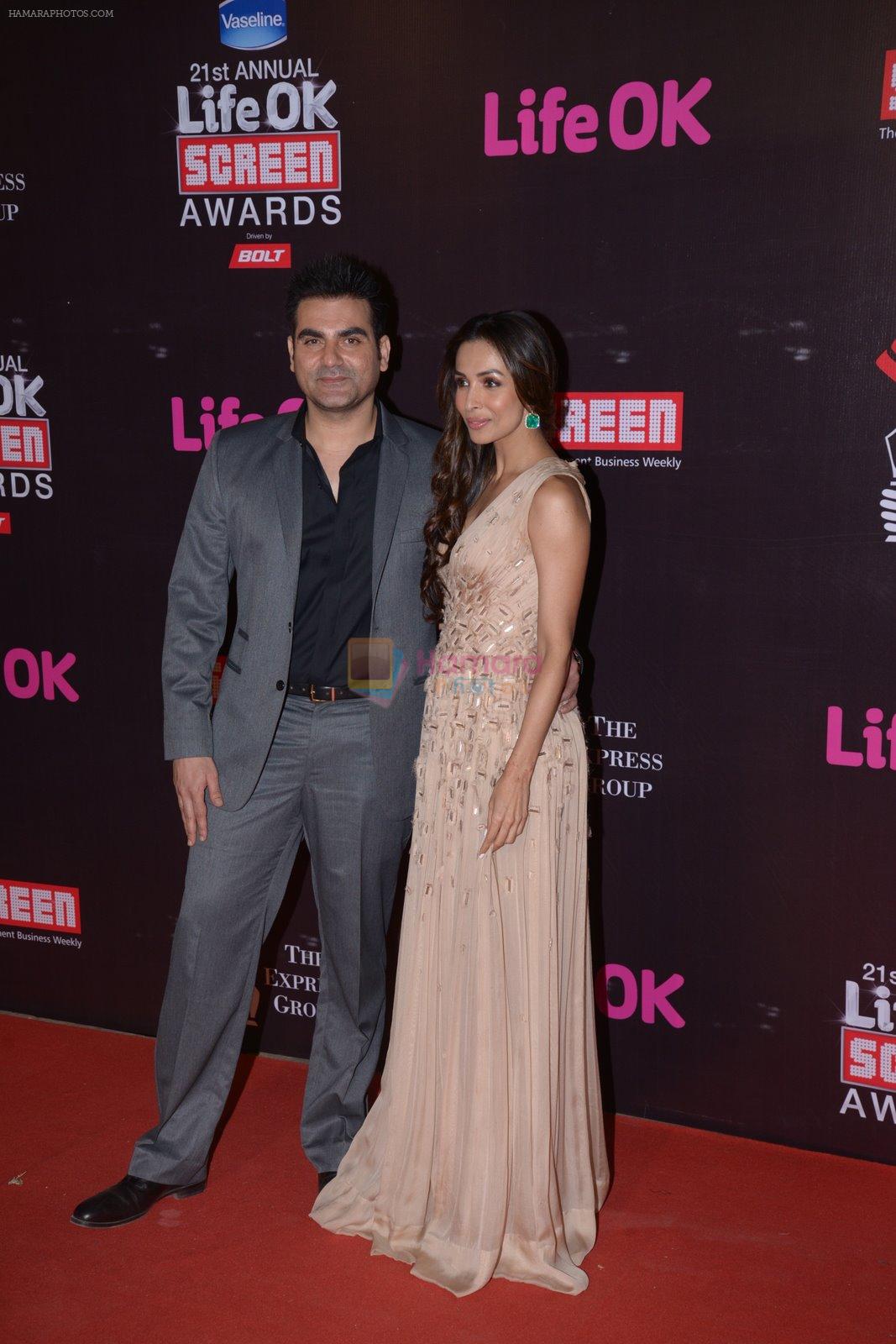 Arbaaz Khan, Malaika Arora Khan at Life Ok Screen Awards red carpet in Mumbai on 14th Jan 2015