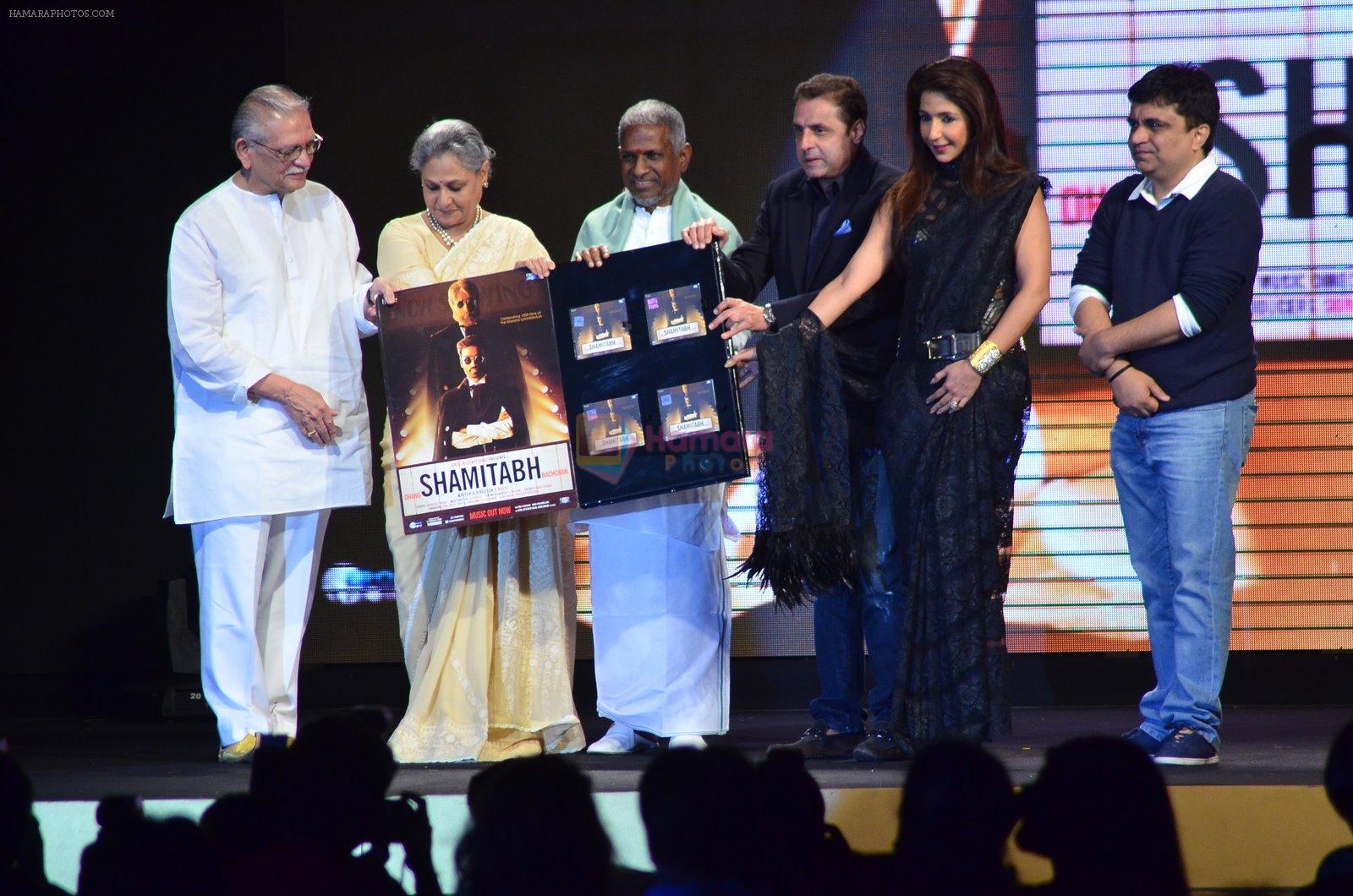 Gulzar, Jaya Bachchan,  Ilaiyaraaja, Krishika Lulla, Sunil Lulla at Shamitabh music launch in Taj Land's End, Mumbai on 20th Jan 2015