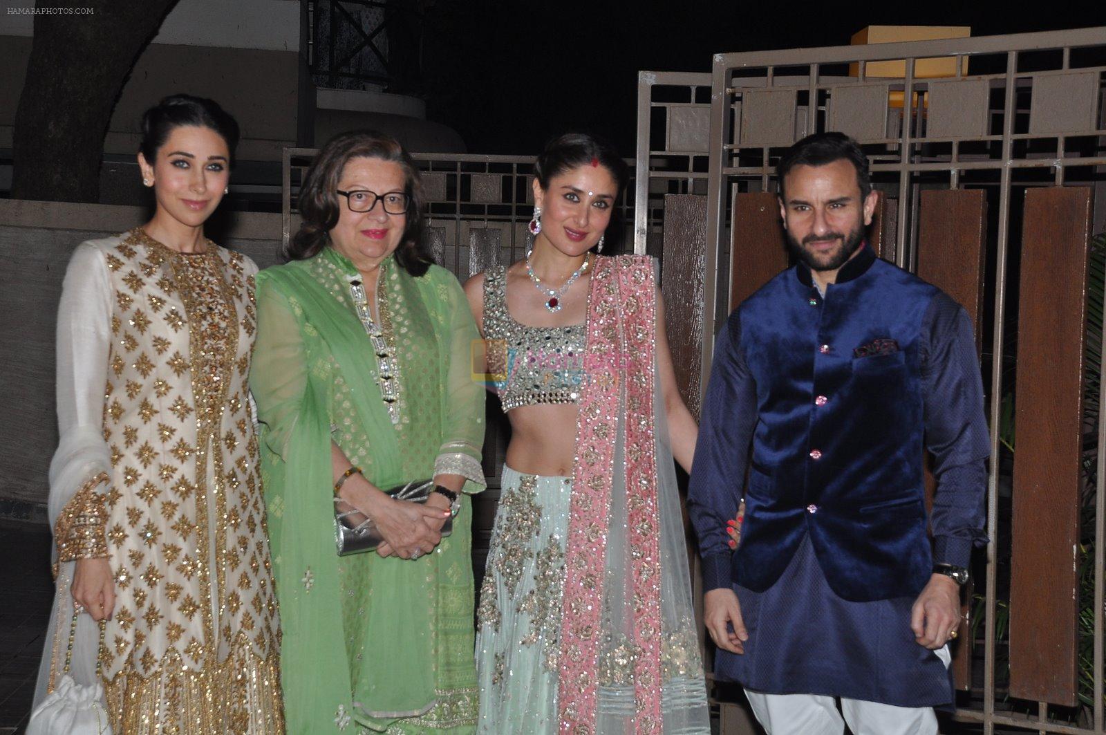 Karisma Kapoor, Babita, Kareena Kapoor, Saif Ali Khan at Soha Ali Khan and Kunal Khemu's wedding Reception in Mumbai on 25th Jan 2015