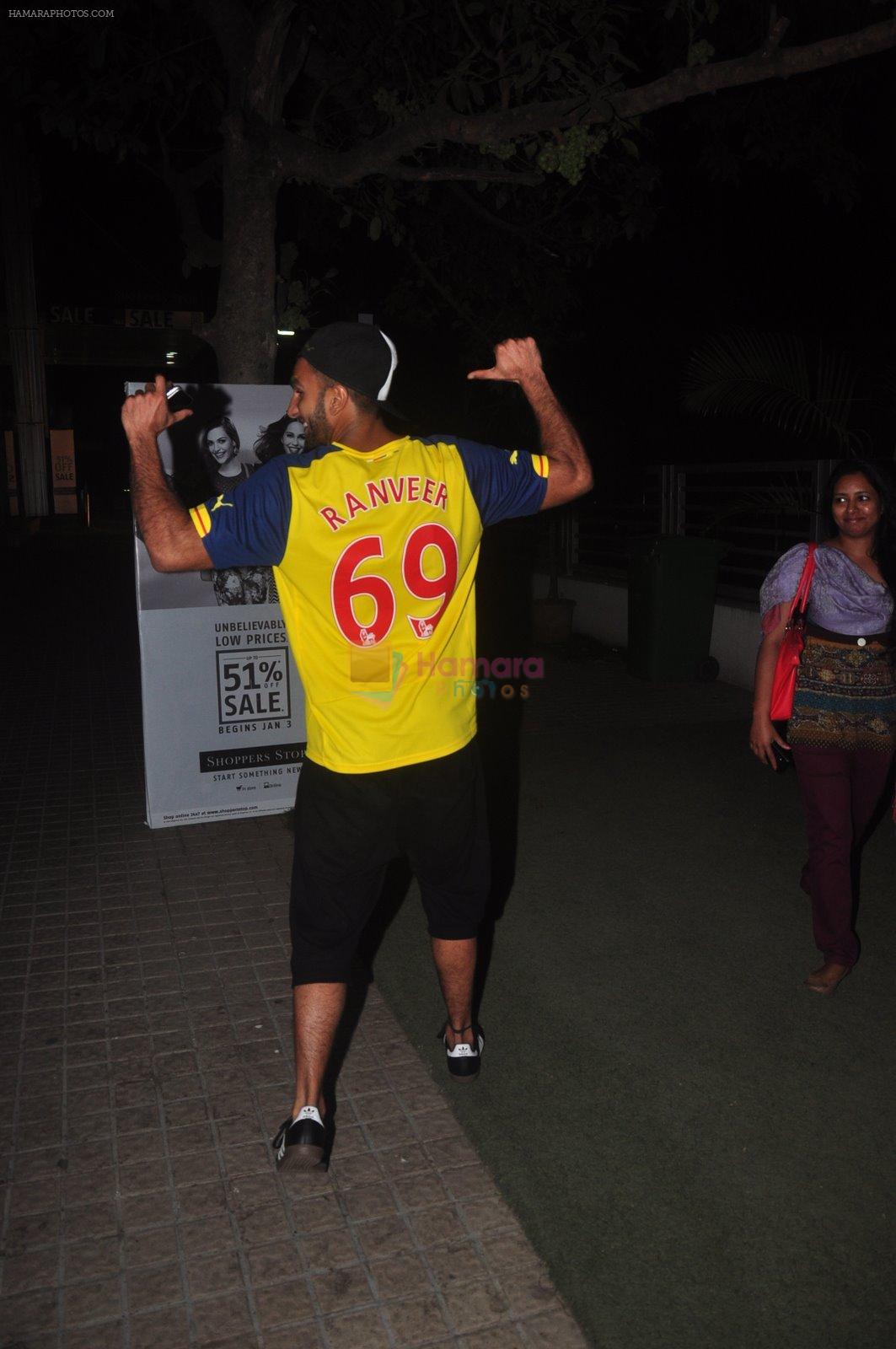 Ranveer Singh snapped in personalised Arsenal soccer tee at PVR Juhu on 1st Feb 2015