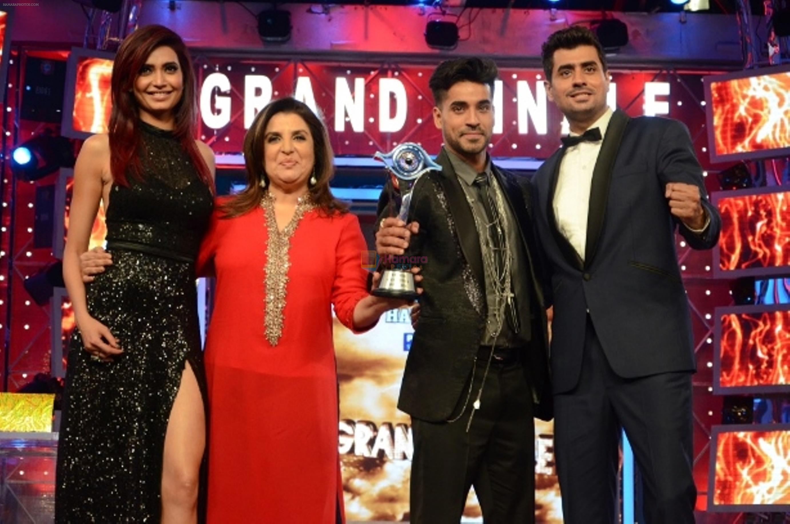 Karishma Tanna, Farah Khan, Gautam Gulati and Pritam Singh at the  Bigg Boss  8 Finale