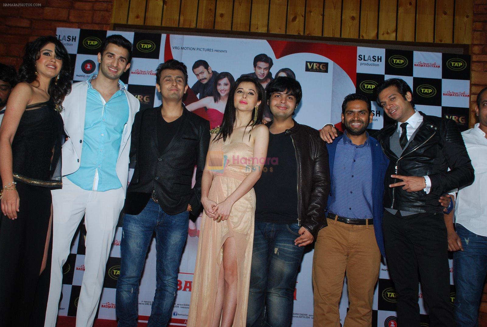 Gunjan Malhotra, Sidhant Gupta, Sonu Nigam, Suzanna Mukherjee, Amit Khanna, Sharib Hashmi, Karan Mehra at Badmashiyan music launch in Bandra, Mumbai on 4th Feb 2015