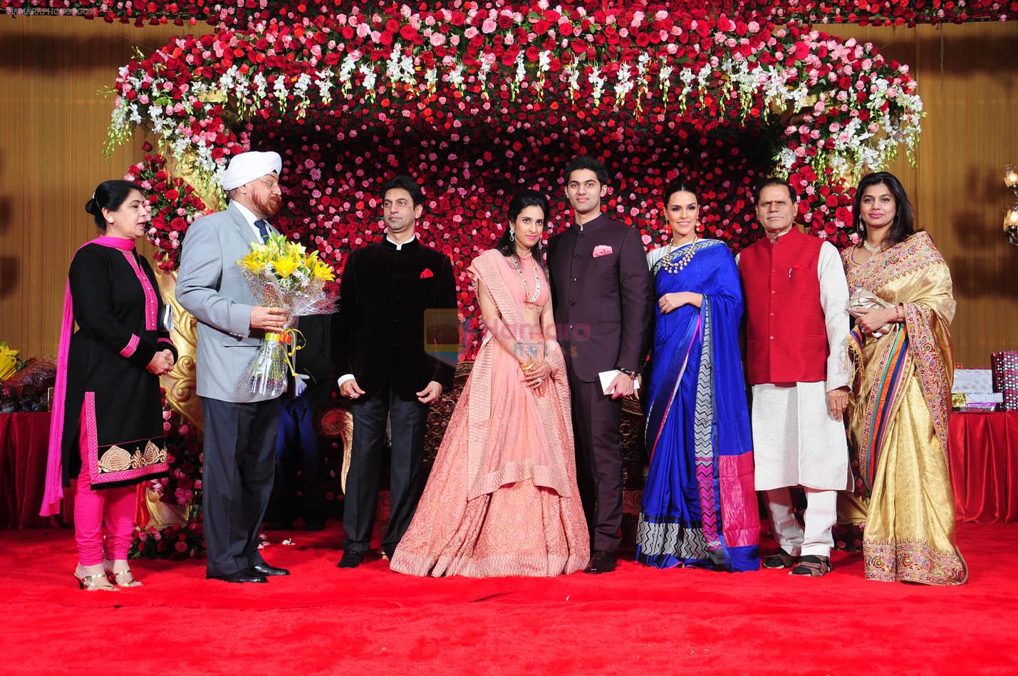 Neha Dhupia at Reddy son wedding reception in Delhi on 21st Feb 2015