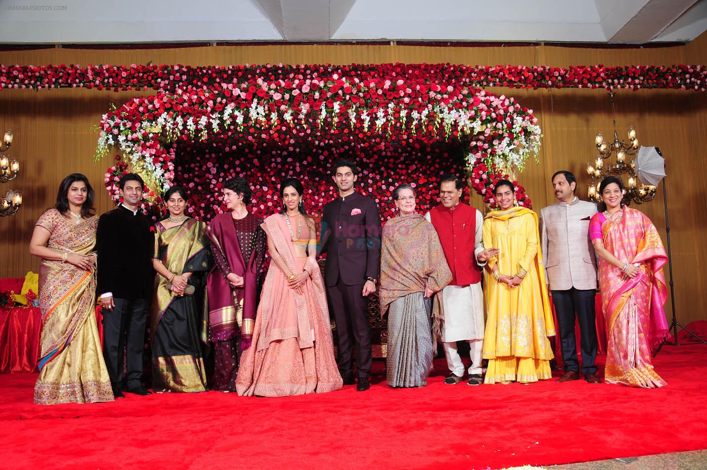Sonia Gandhi at Reddy son wedding reception in Delhi on 21st Feb 2015