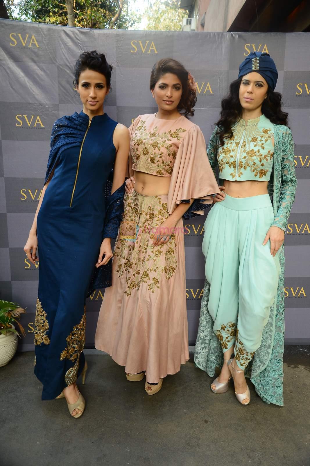 Alecia Raut, Sucheta Sharma, Parvathy Omanakuttan at Sonam and Paras Modi's SVA store for Summer 2015 launch in Lower Parel, Mumbai on 24th Feb 2015