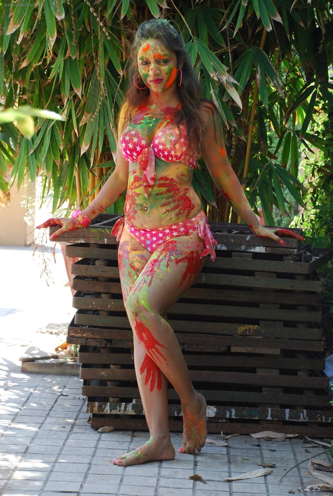 Marisa Verma bikini holi shoot on 5th March 2015