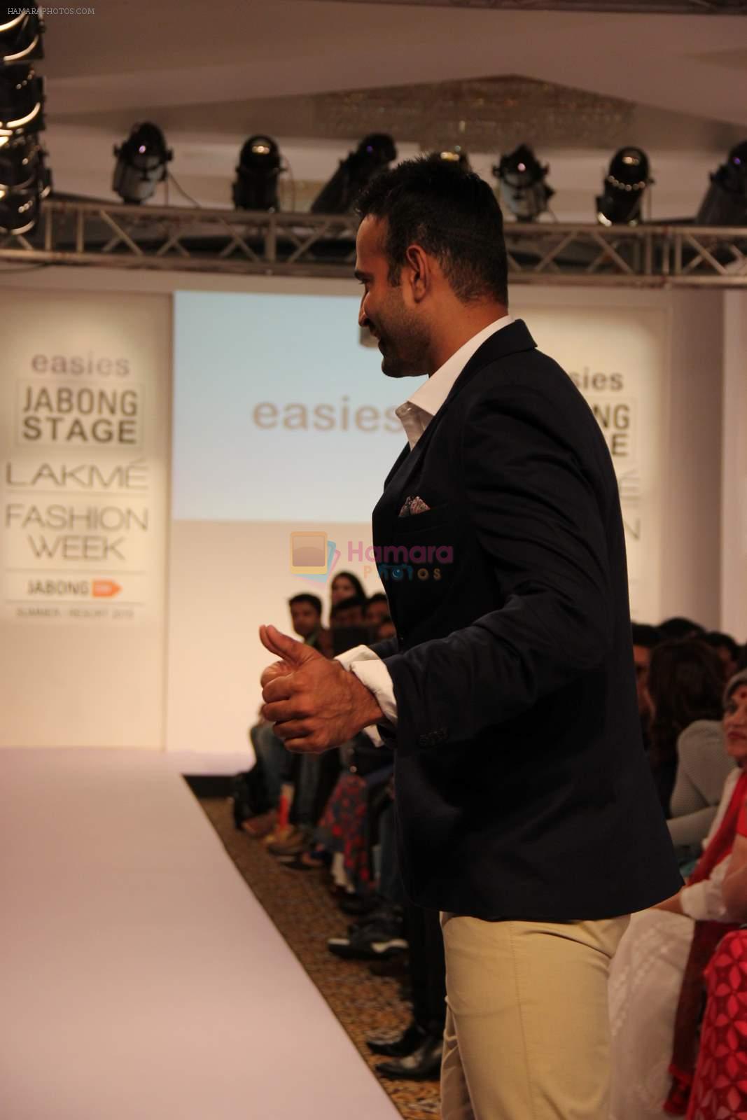 Irfan Pathan walks the ramp for Killer and Easies Show at Lakme Fashion Week 2015 Day 2 on 19th March 2015