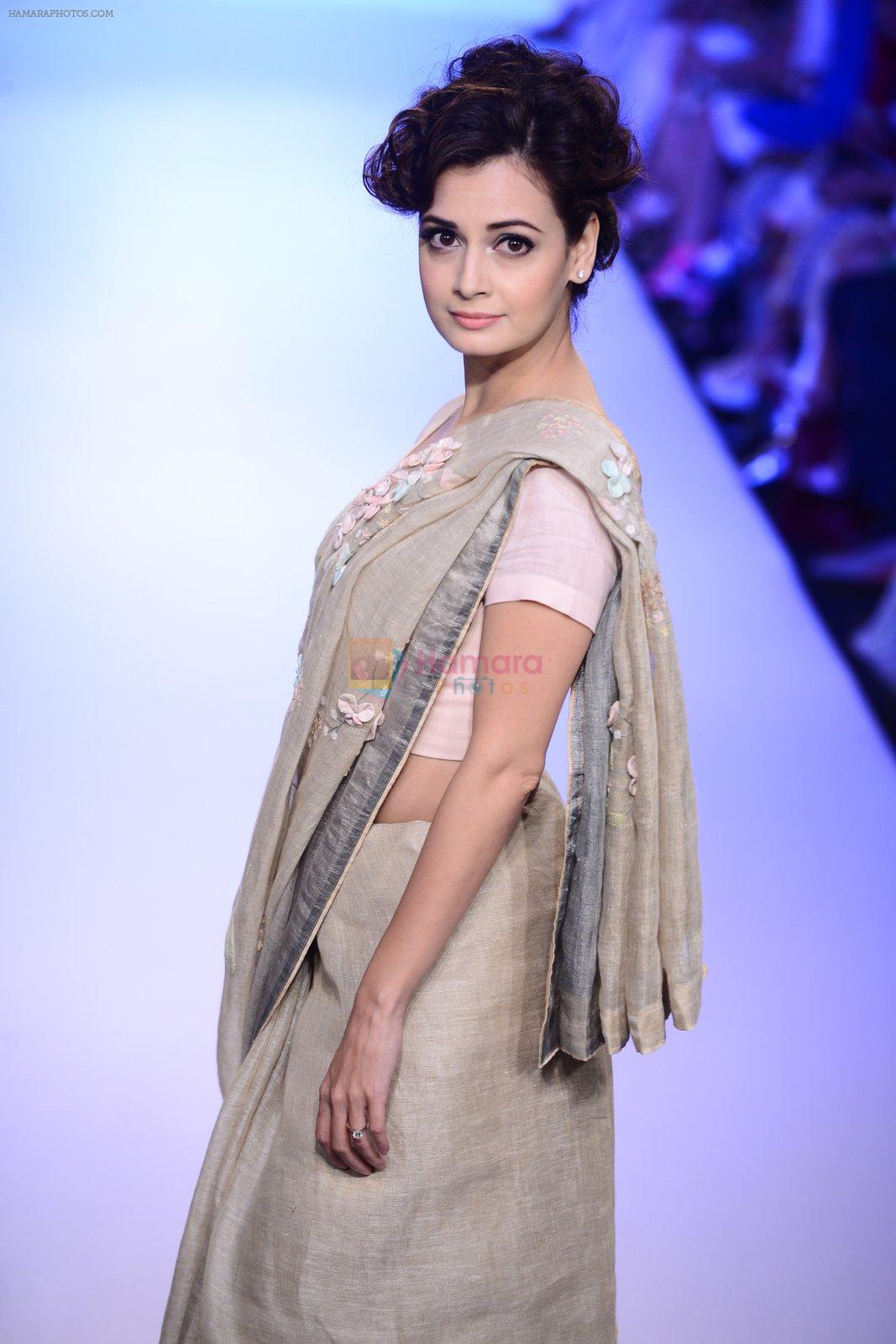 Dia Mirza walks the ramp for Anavila Show at Lakme Fashion Week 2015 Day 2 on 19th March 2015