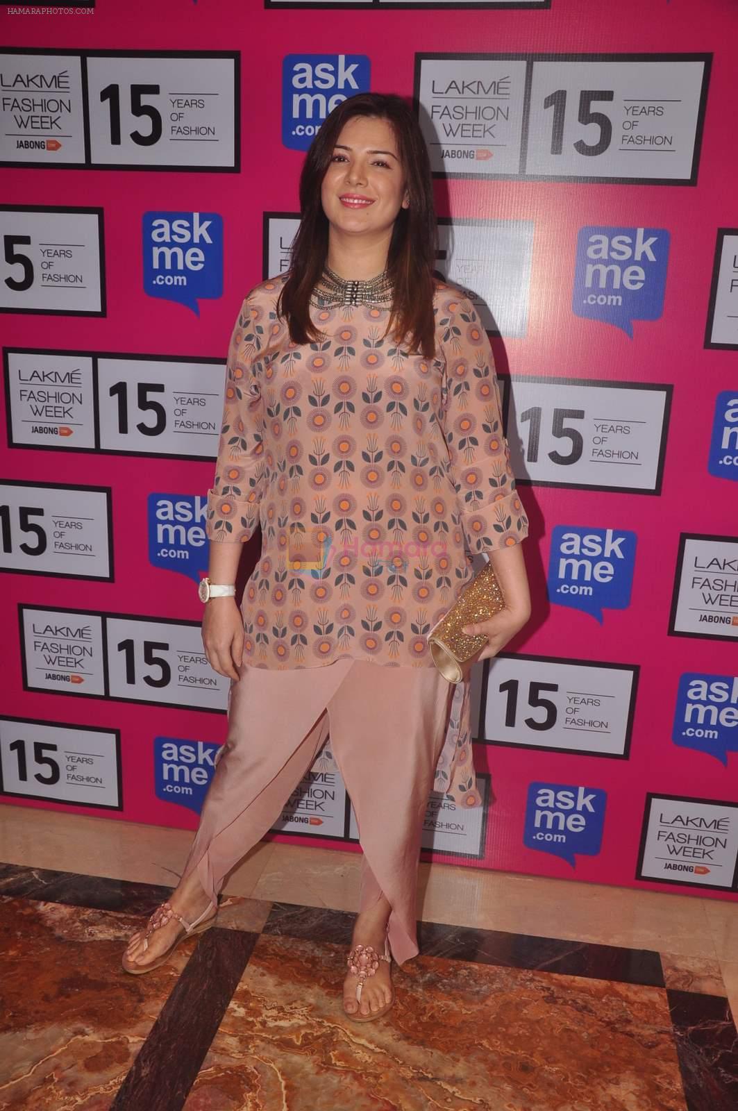Urvashi Sharma on Day 4 at Lakme Fashion Week 2015 on 21st March 2015