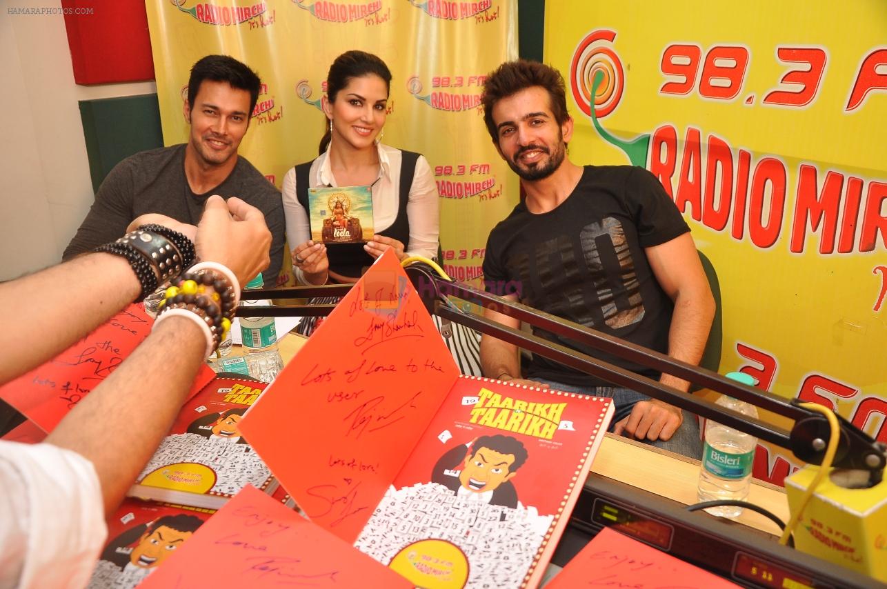 Rajneesh Duggal, Sunny Leone & Jay Bhanushali at Radio Mirchi Mumbai for promotion of Ek Paheli Leela