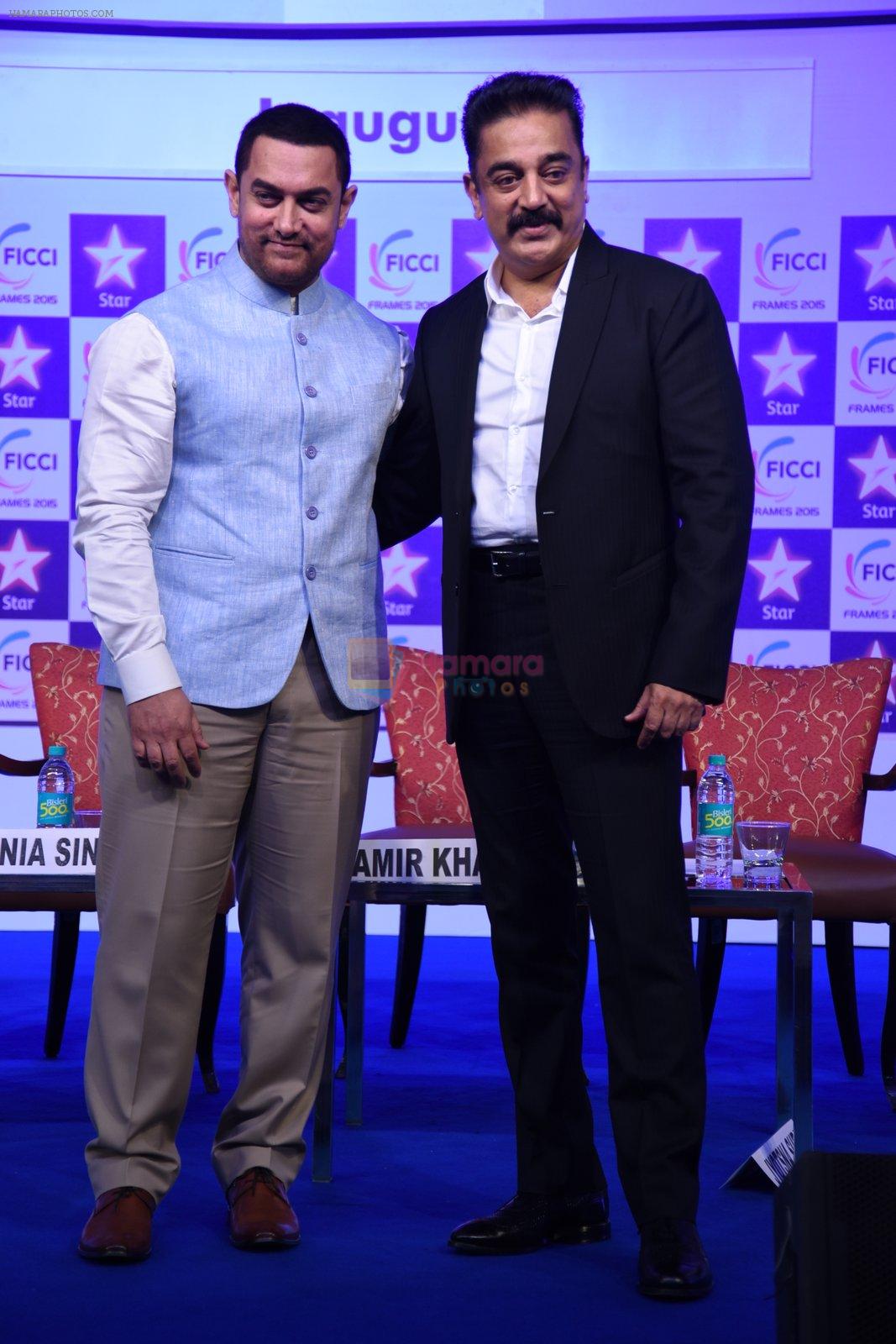 Aamir Khan, Kamal Haasan at FICCI-Frames 2015 inaugural session in Mumbai on 25th March 2015