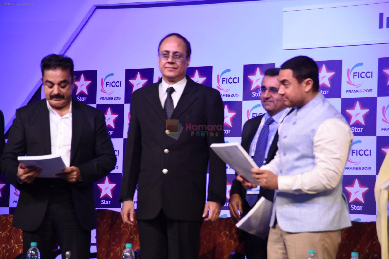 Aamir Khan, Kamal Haasan at FICCI-Frames 2015 inaugural session in Mumbai on 25th March 2015