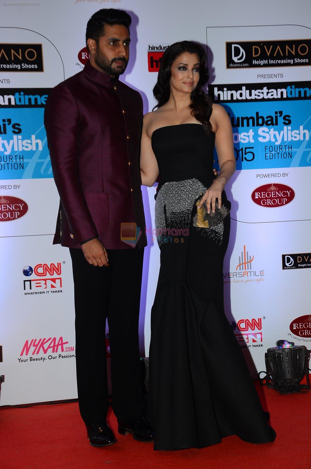 Abhishek Bachchan, Aishwarya Rai Bachchan at HT Mumbai's Most Stylish Awards 2015 in Mumbai on 26th March 2015