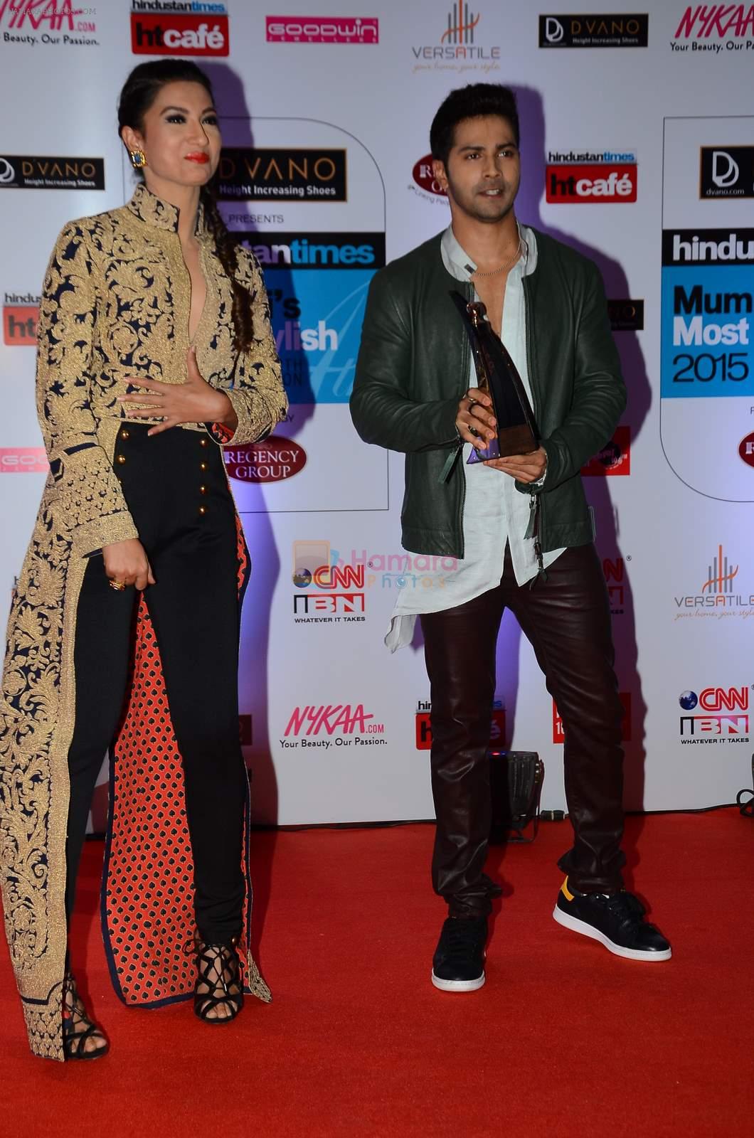 Gauhar Khan, Varun Dhawan at HT Mumbai's Most Stylish Awards 2015 in Mumbai on 26th March 2015