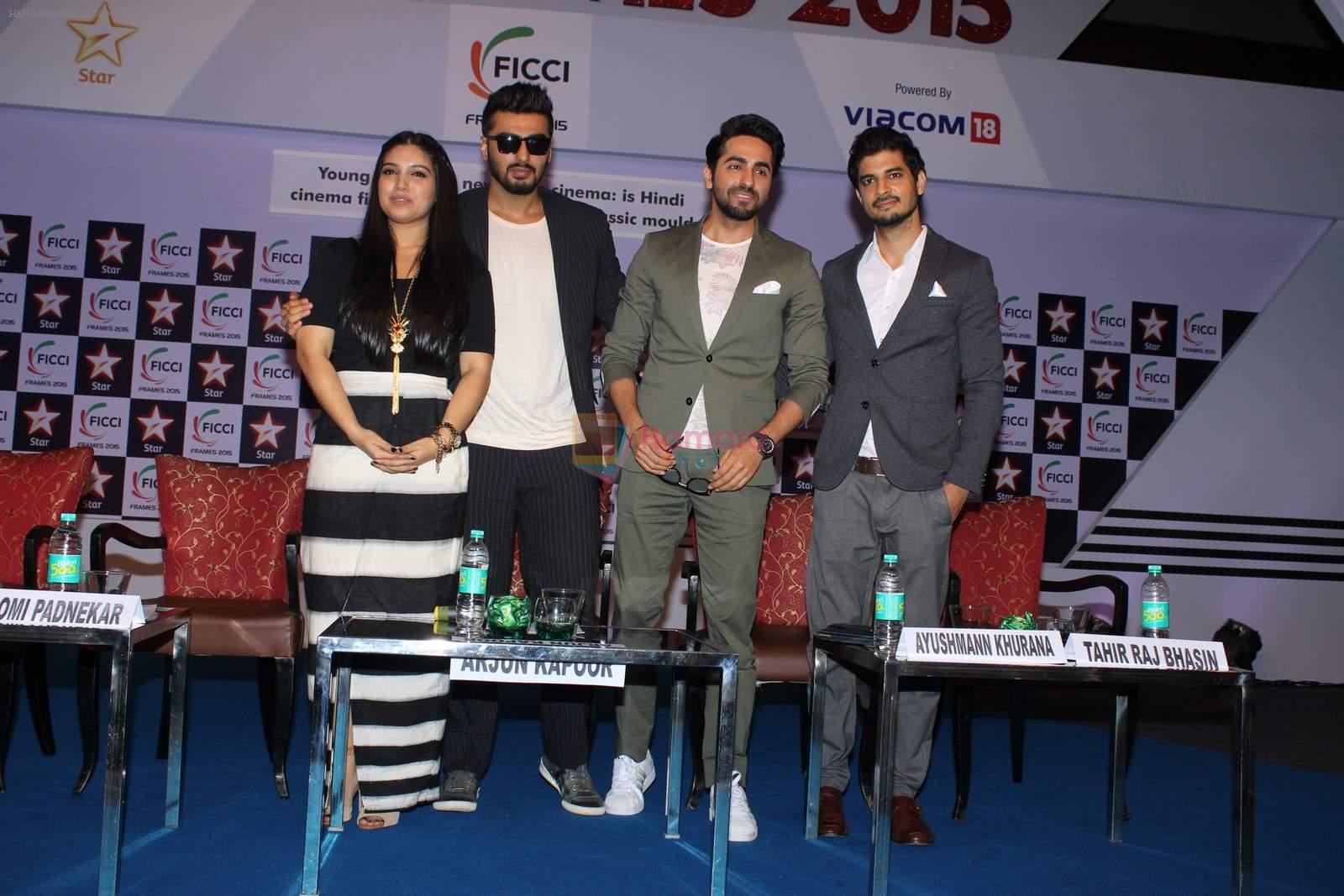 Bhumi Pednekar, Arjun Kapoor, Ayushmann Khurrana, Tahir Raj Bhasin at FICCI FRAMES - Day 3 in Mumbai on 27th March 2015
