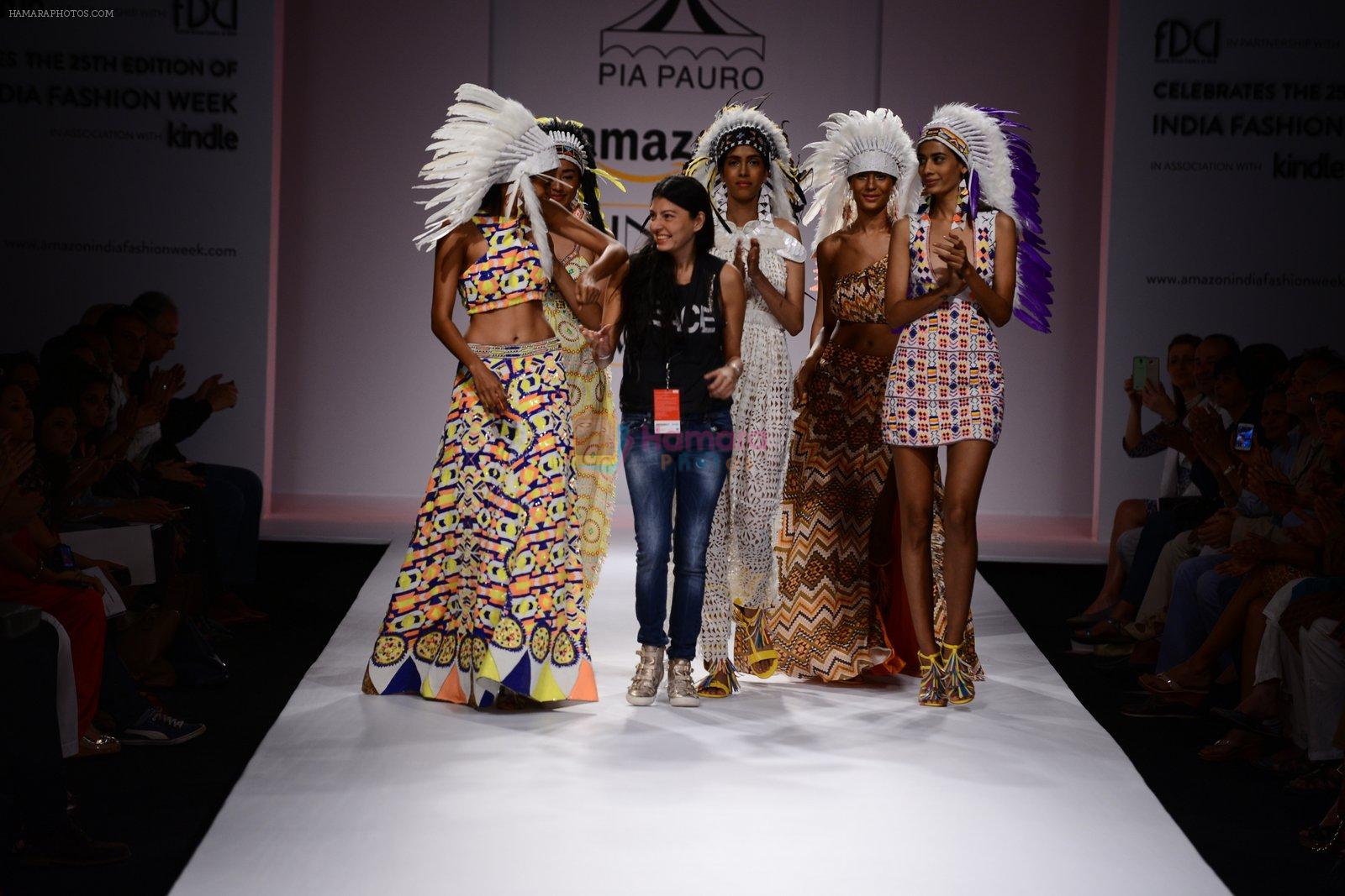 Model walk the ramp for Pia Pauro on day 4 of Amazon India Fashion Week on 28th March 2015