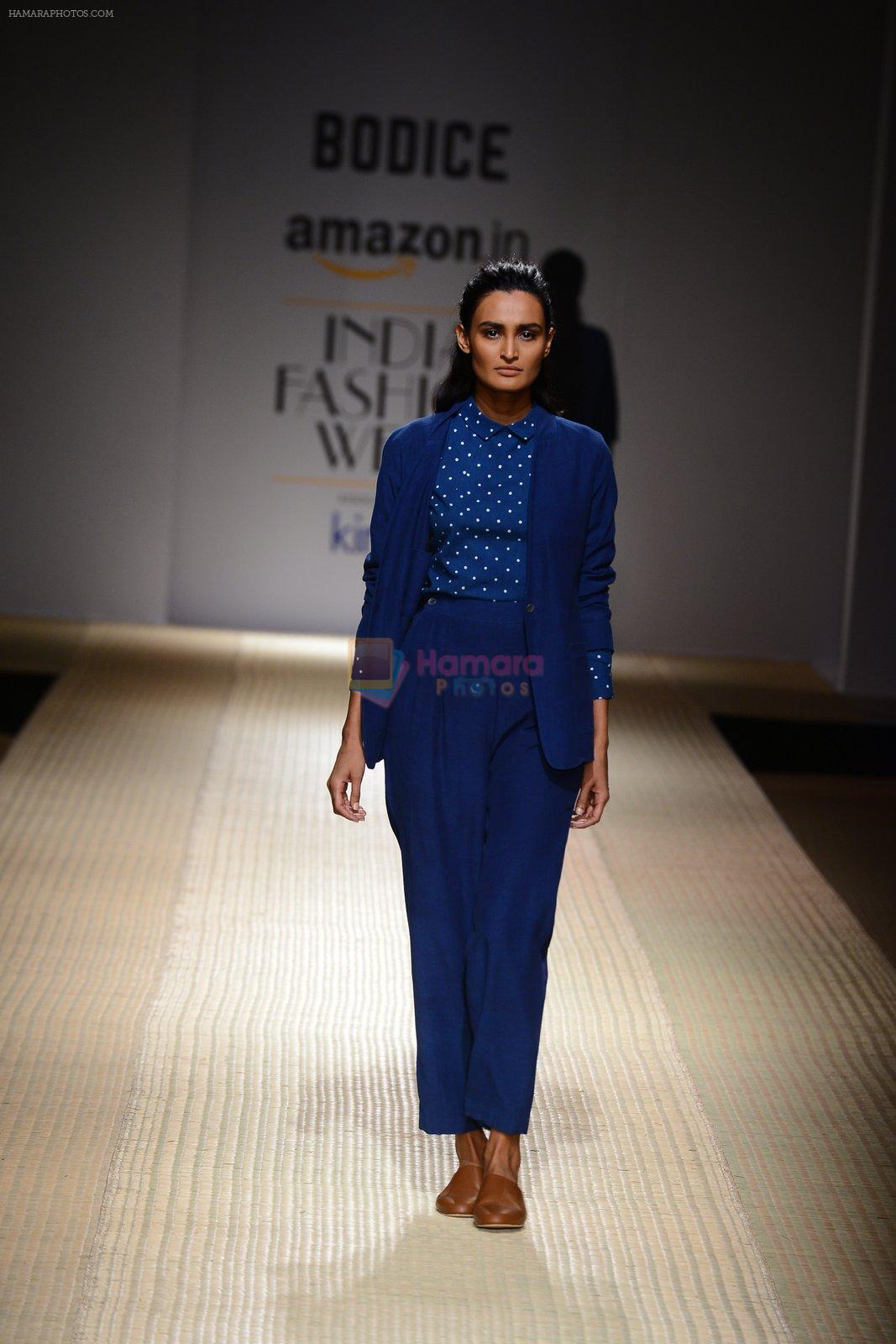 Model walk the ramp for Bodice on day 4 of Amazon India Fashion Week on 28th March 2015