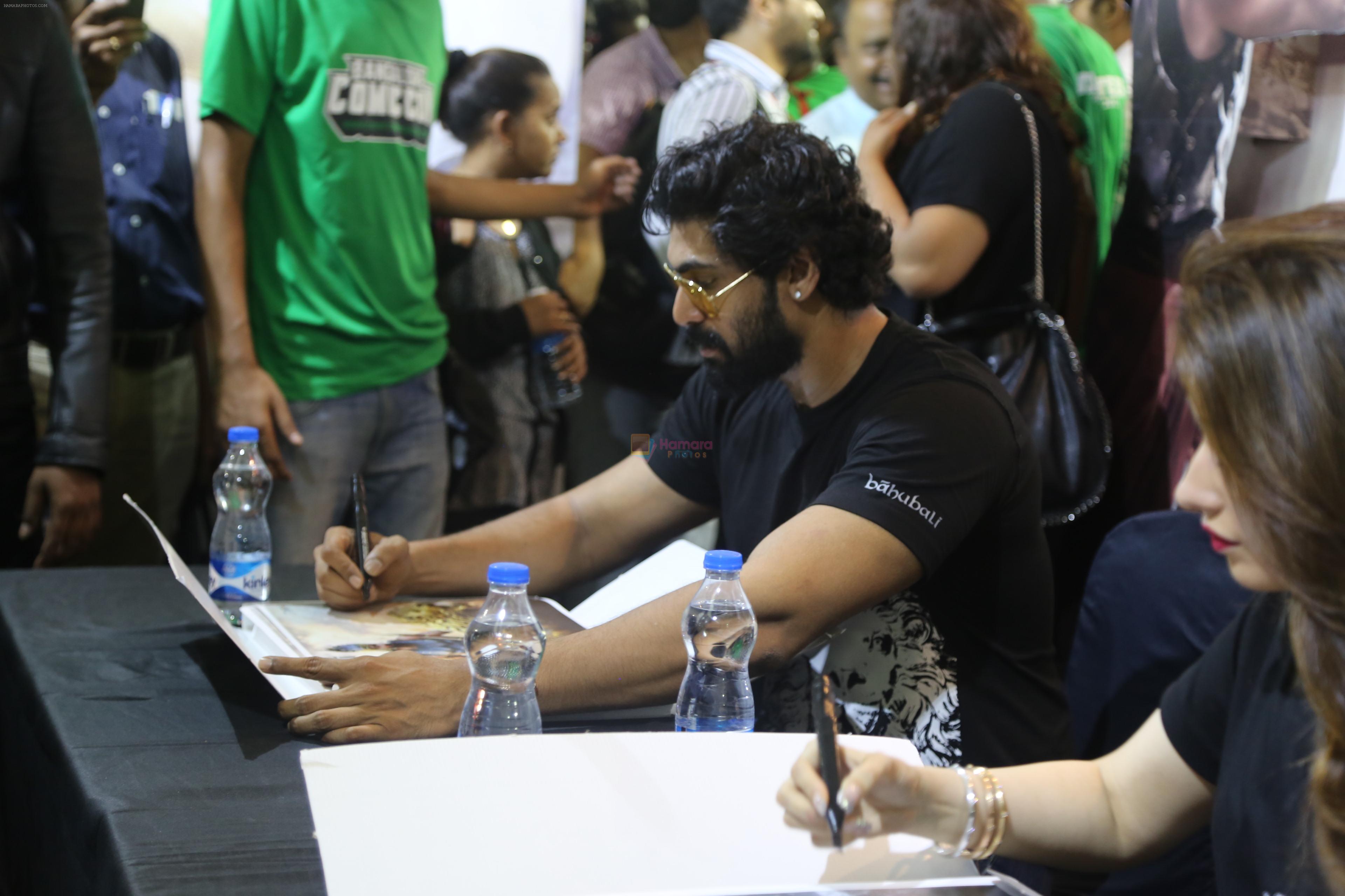 Tamannaah Bhatia and Rana Daggubati at Baahubali Zone in ComicCon Bangalore on 5th April 2015