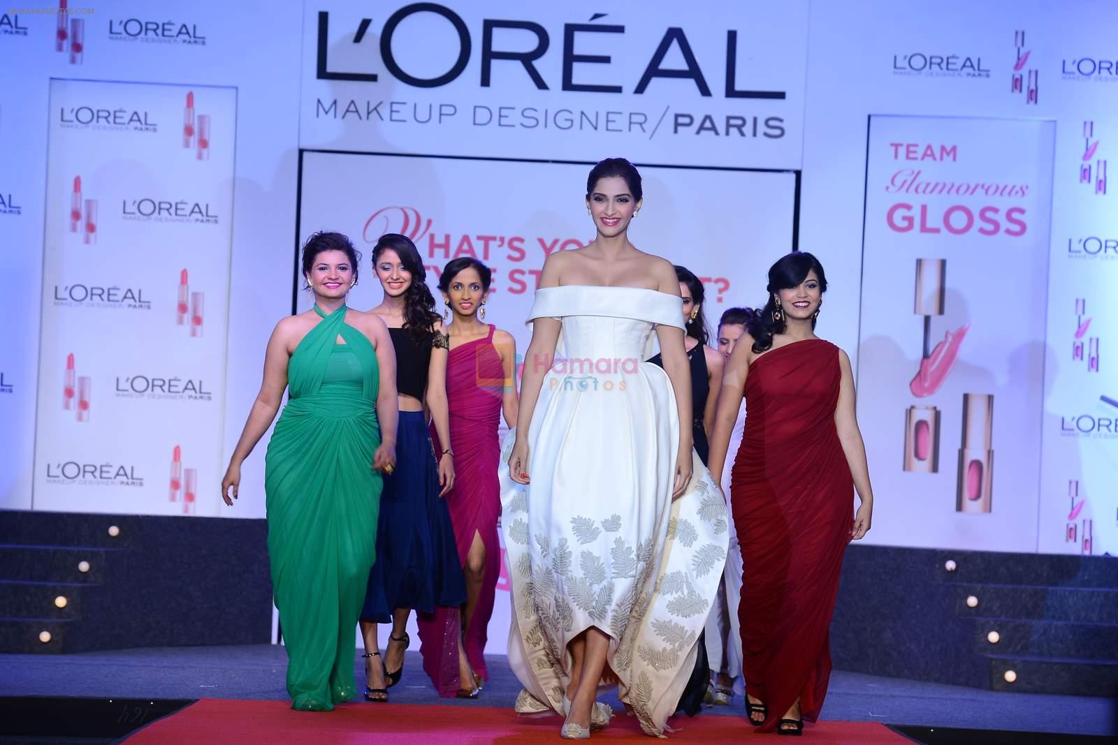 Sonam Kapoor with l_oreal Paris unveil Matte or Gloss as the beauty trend for Cannes 2015 on 25th april 2015