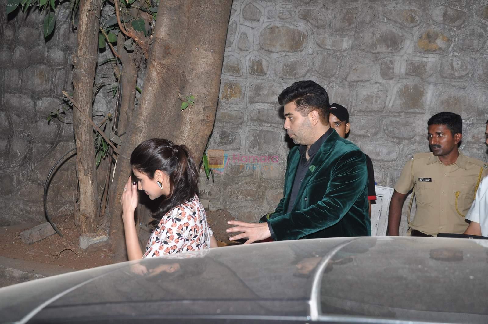 Karan Johar and Anushka Sharma snapped post dinner at Nido on 27th April 2015
