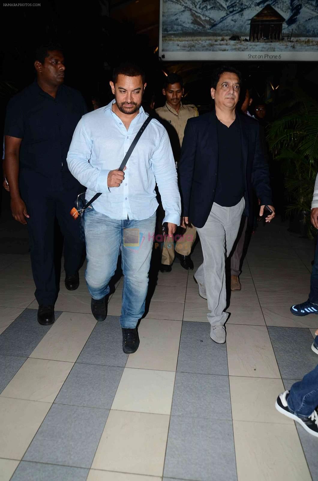 Aamir Khan, Sajid Nadiadwala snapped at airport  on 30th April 2015