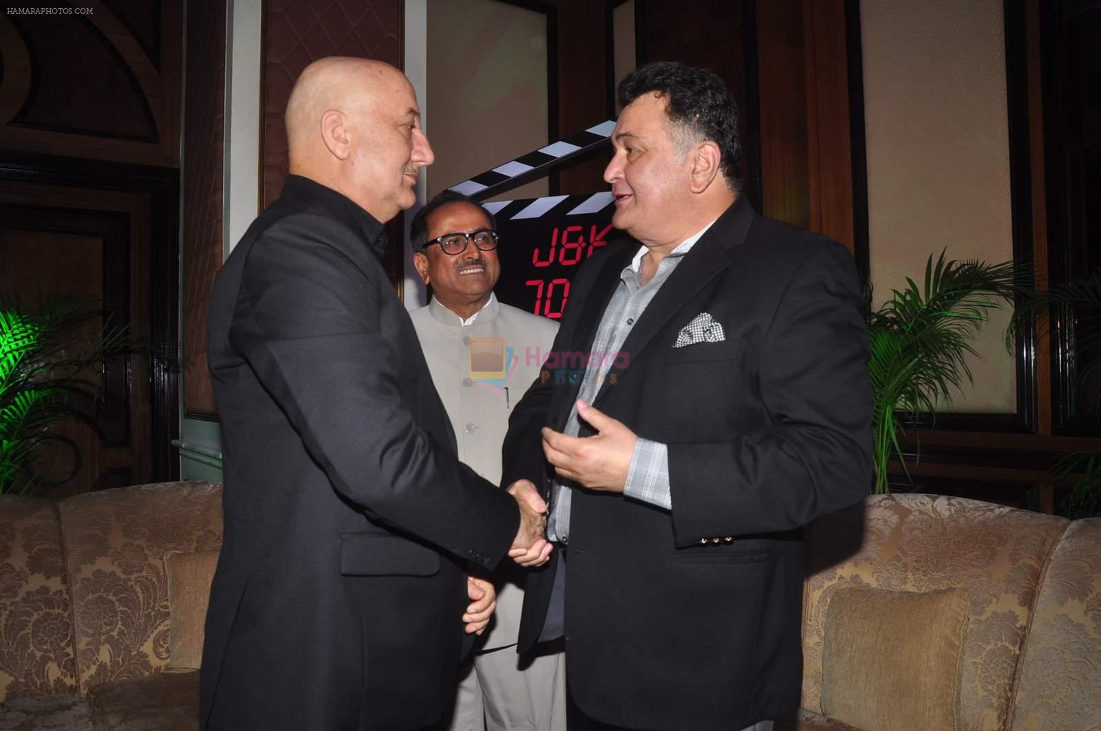 Anupam Kher, Rishi Kapoor at J & K bash to invite Bollywood to Kashmir in Taj Lands End on 30th April 2015