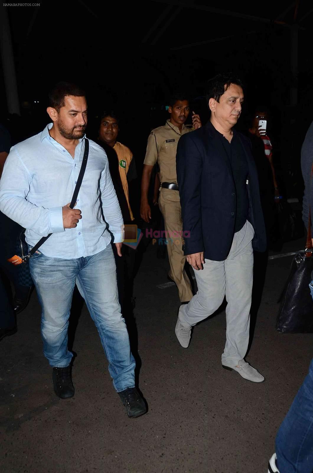 Aamir Khan, Sajid Nadiadwala snapped at airport  on 30th April 2015