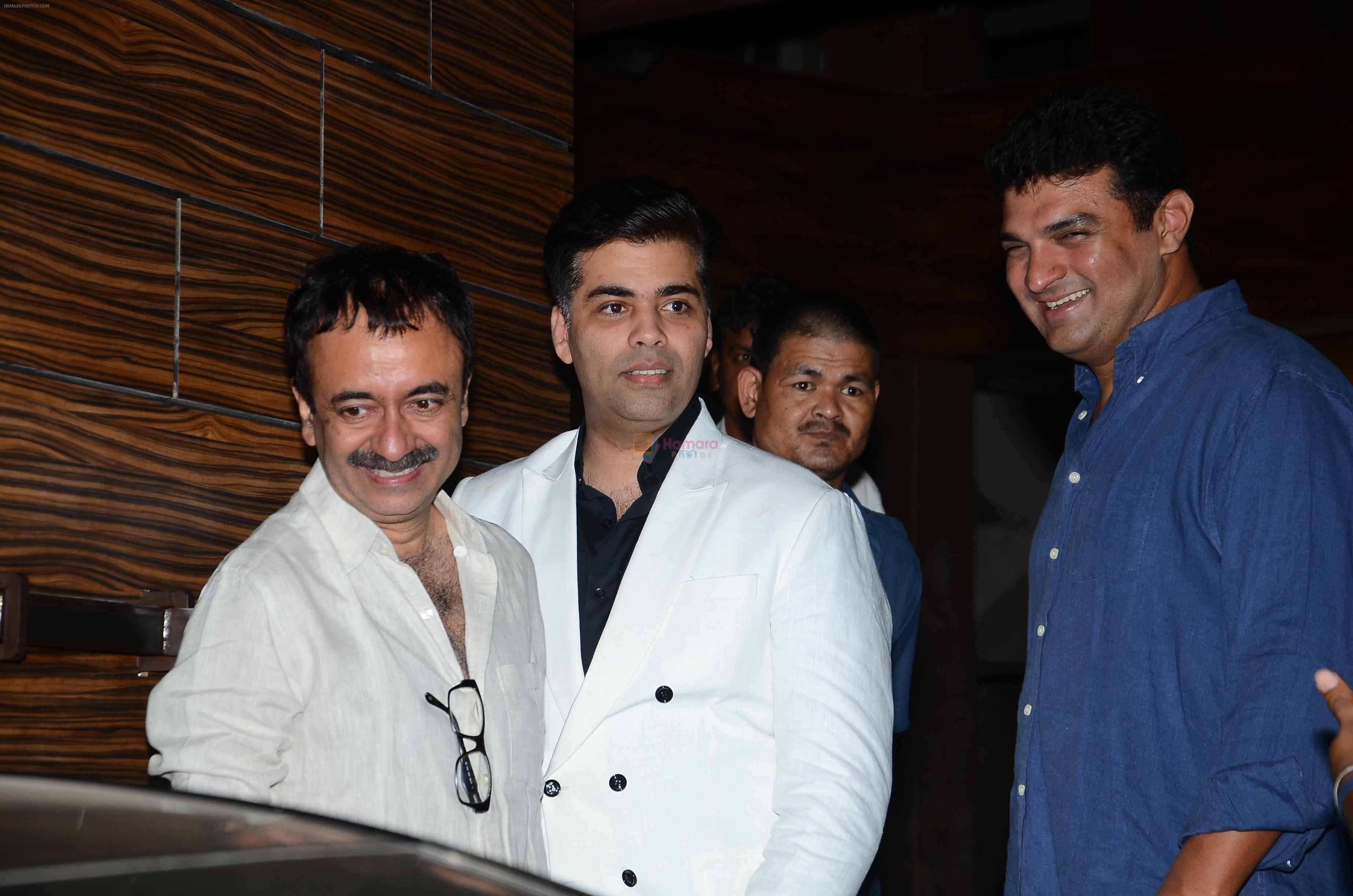 Rajkumar Hirani, Karan Johar, Siddharth Roy Kapur at aamir khan party in Mumbai on 7th May 2015